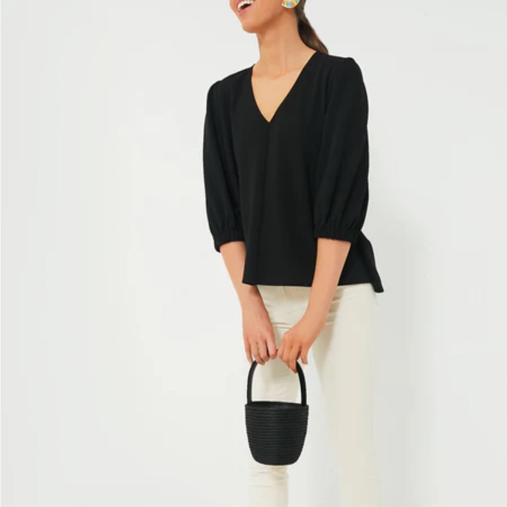 Tuckernuck Black Hollis V-Neck Blouse